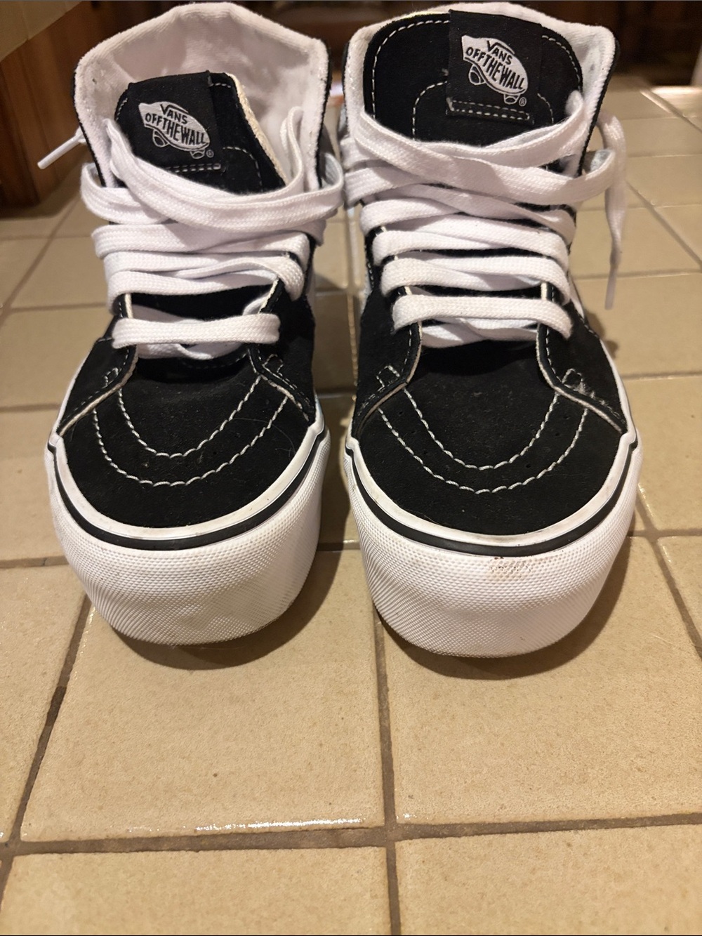 Vans Black and White High-Top Platform Sneakers - Picture 4 of 5